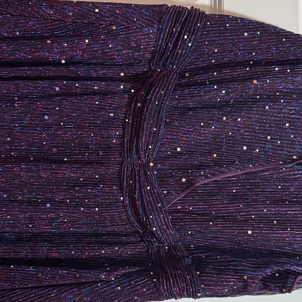 BloomChic Glittering Deep Purple V-Neck Maxi Dress - Picture 4 of 5